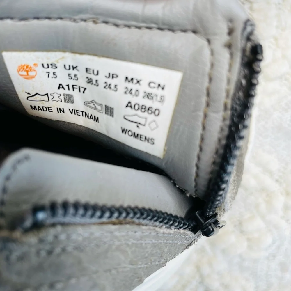 Timberland Sneakers Women's Size Slip On Gray Leather‎ Platform